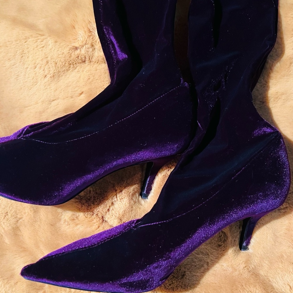 ZARA VELVET THIGH STRETCH BOOTS